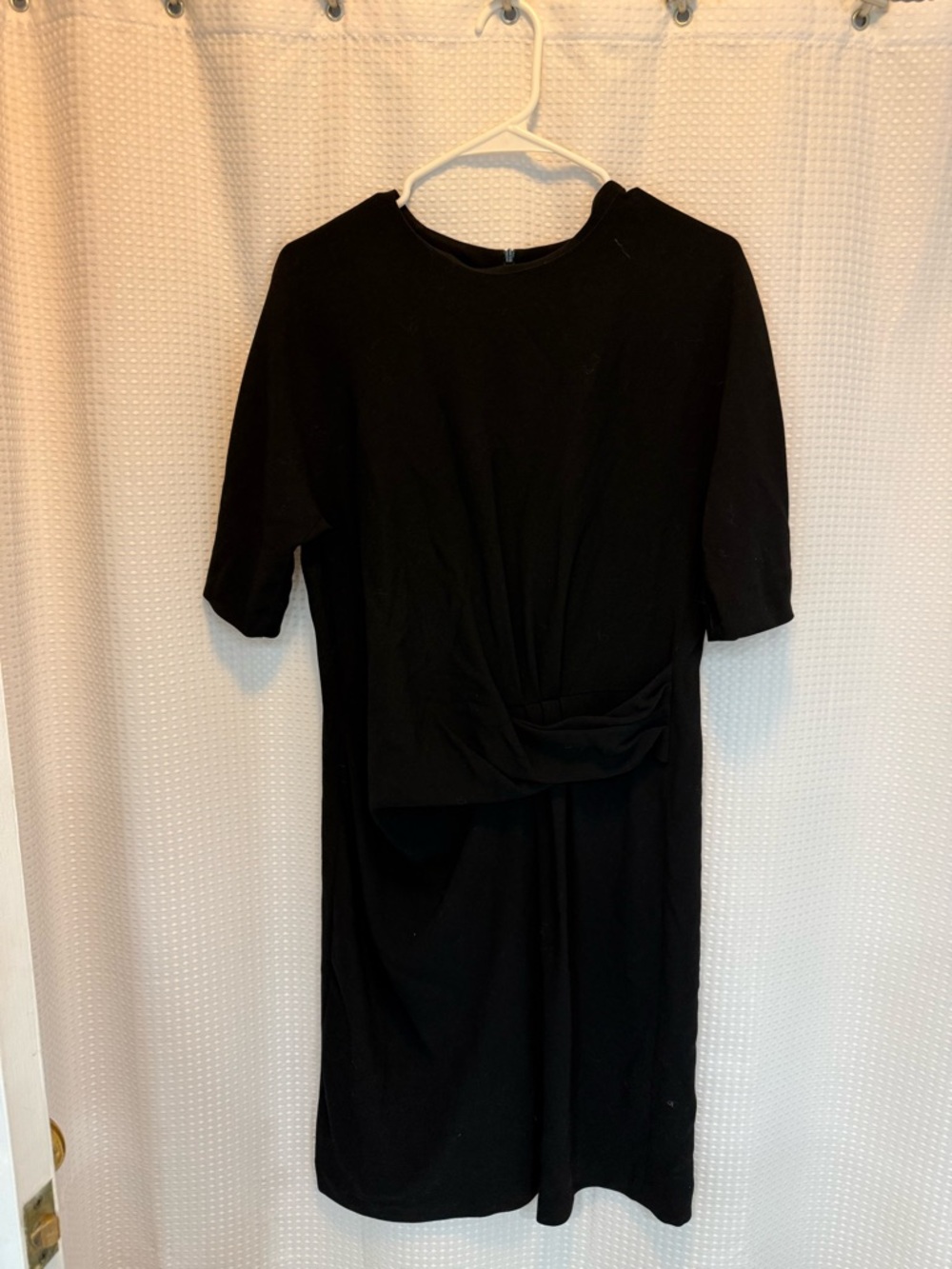 Gerard Darel Black Knot Twist-Front Sheath Midi Dress - Elegant Classic